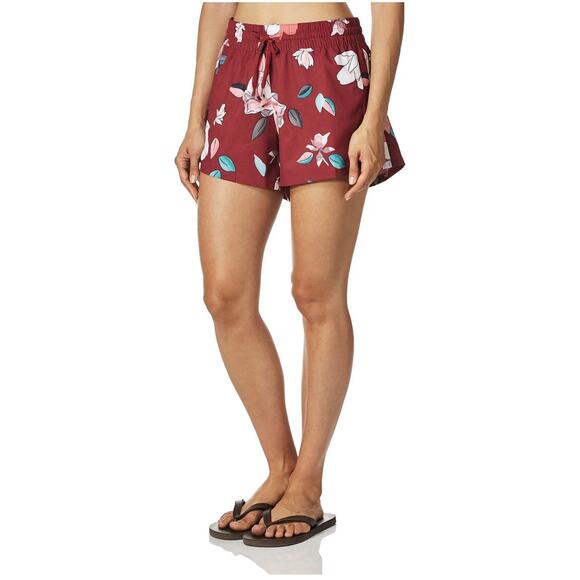 Kanu Surf 4” Women’s Stretch Elastic Board Shorts Floral Burgundy Size 10 New - Picture 1 of 6